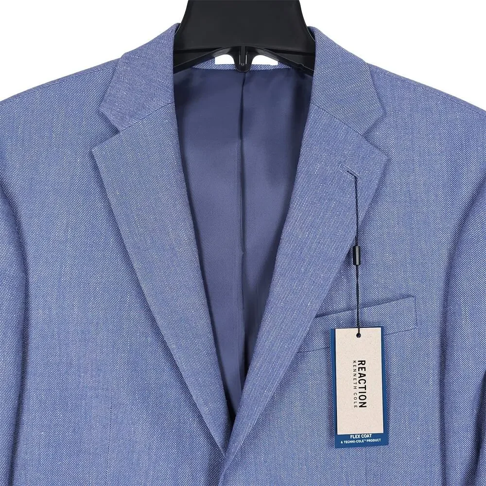 Kenneth Cole Reaction Mens Modern Fit Sport Coat 38R Light Blue Stretch Linen
